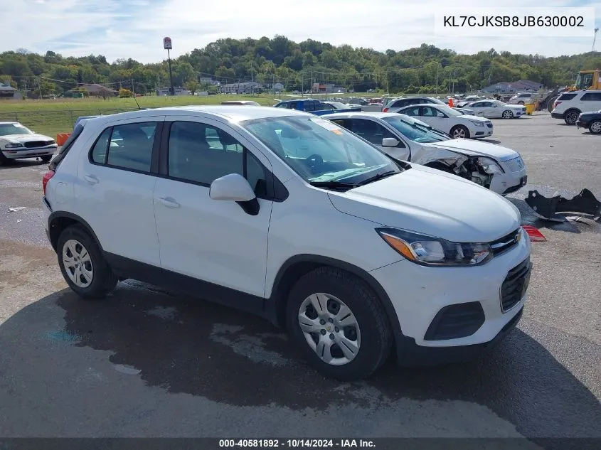 2018 Chevrolet Trax Ls VIN: KL7CJKSB8JB630002 Lot: 40581892