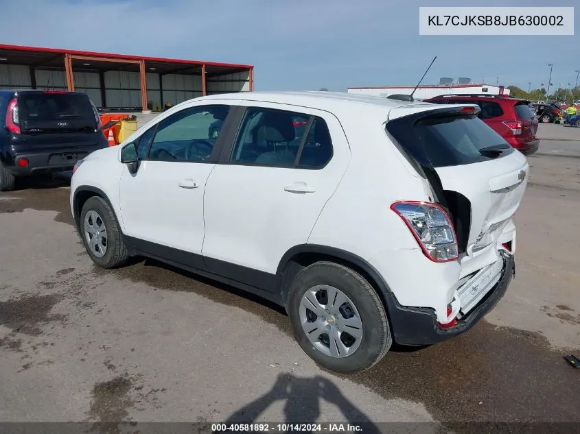 2018 Chevrolet Trax Ls VIN: KL7CJKSB8JB630002 Lot: 40581892