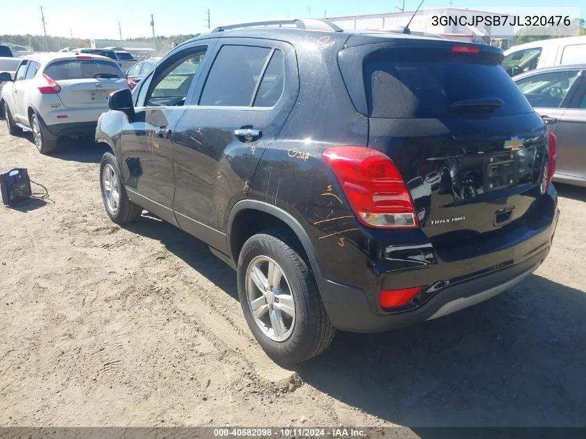 2018 Chevrolet Trax Lt VIN: 3GNCJPSB7JL320476 Lot: 40582098