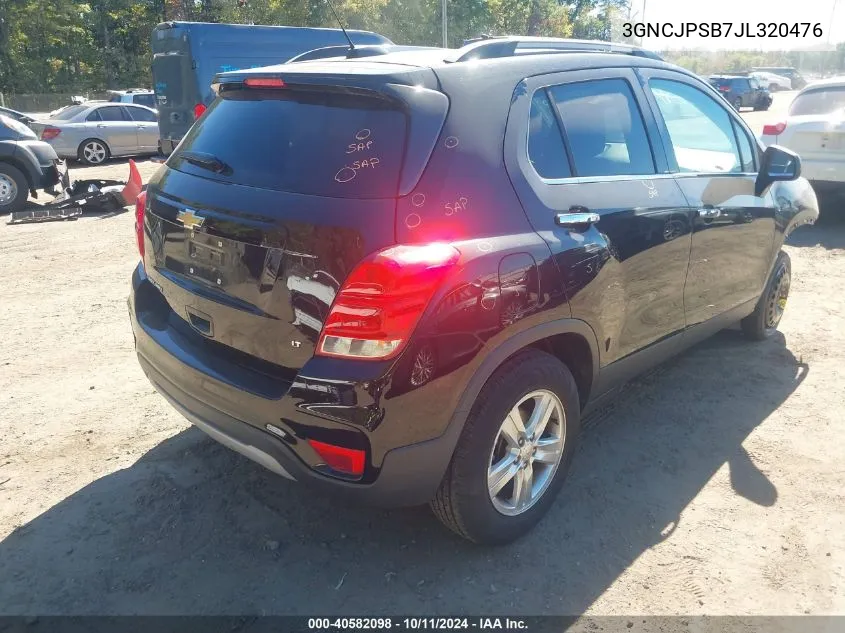 2018 Chevrolet Trax Lt VIN: 3GNCJPSB7JL320476 Lot: 40582098