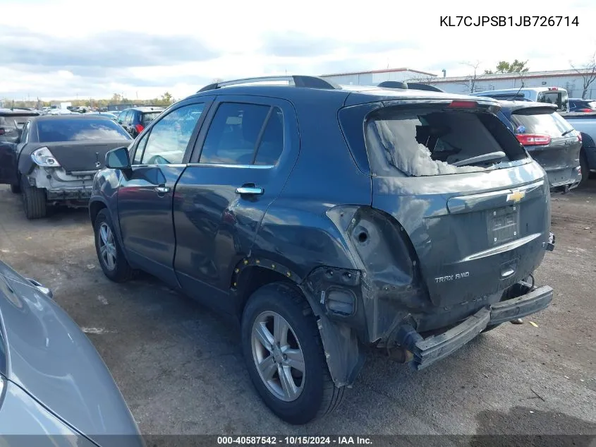 2018 Chevrolet Trax Lt VIN: KL7CJPSB1JB726714 Lot: 40587542