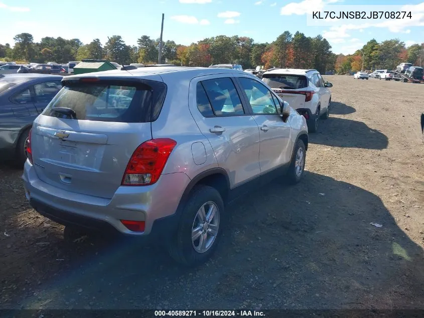 2018 Chevrolet Trax Ls VIN: KL7CJNSB2JB708274 Lot: 40589271