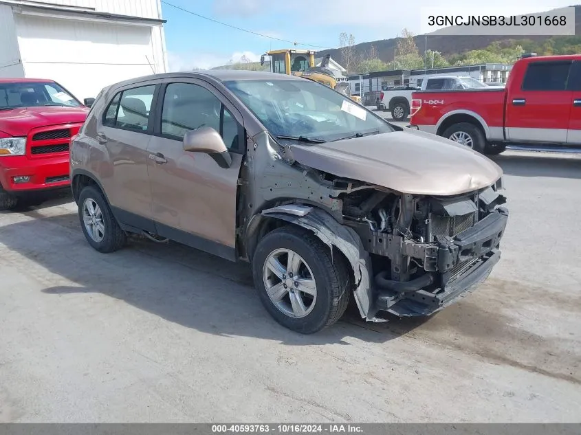 2018 Chevrolet Trax Ls VIN: 3GNCJNSB3JL301668 Lot: 40593763