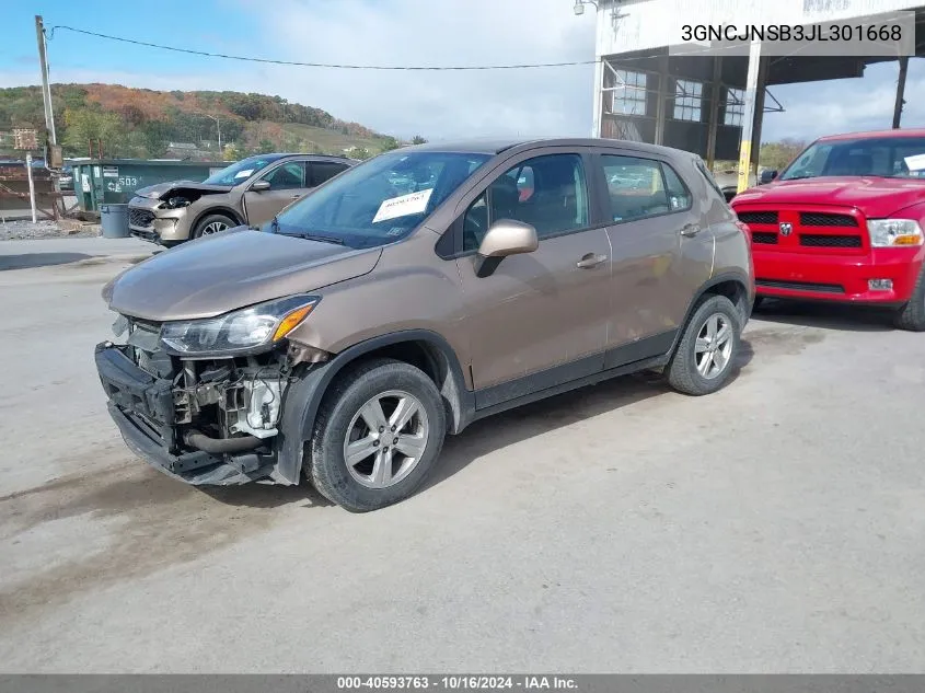 2018 Chevrolet Trax Ls VIN: 3GNCJNSB3JL301668 Lot: 40593763