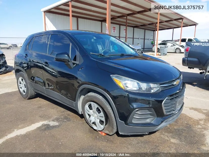 2018 Chevrolet Trax Ls VIN: 3GNCJKSB0JL375757 Lot: 40594284