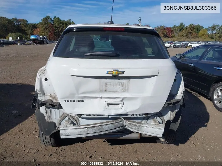 2018 Chevrolet Trax Ls VIN: 3GNCJNSB8JL303366 Lot: 40599832