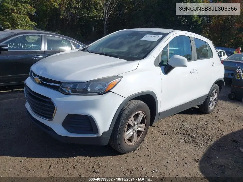 2018 Chevrolet Trax Ls VIN: 3GNCJNSB8JL303366 Lot: 40599832