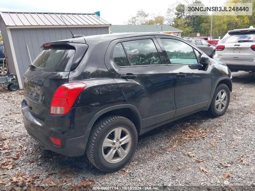 2018 Chevrolet Trax Ls VIN: 3GNCJNSB3JL248440 Lot: 40607714