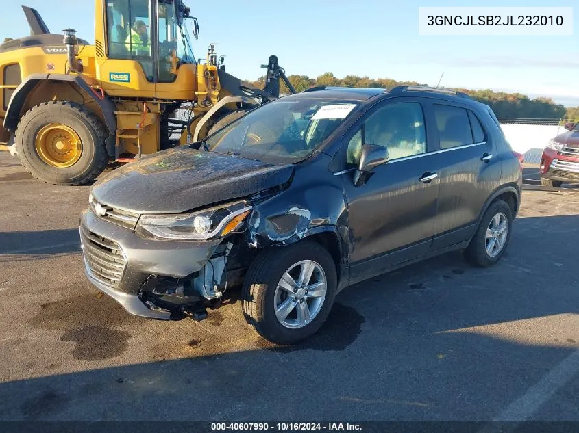 2018 Chevrolet Trax Lt VIN: 3GNCJLSB2JL232010 Lot: 40607990