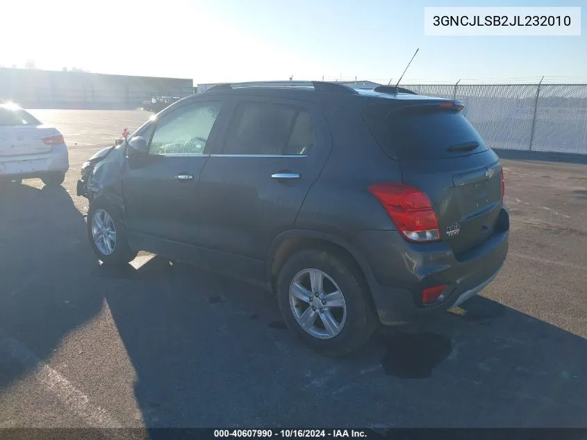 2018 Chevrolet Trax Lt VIN: 3GNCJLSB2JL232010 Lot: 40607990