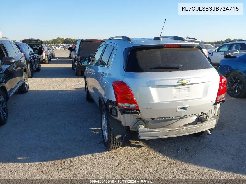 2018 Chevrolet Trax 1Lt VIN: KL7CJLSB3JB724715 Lot: 40613910