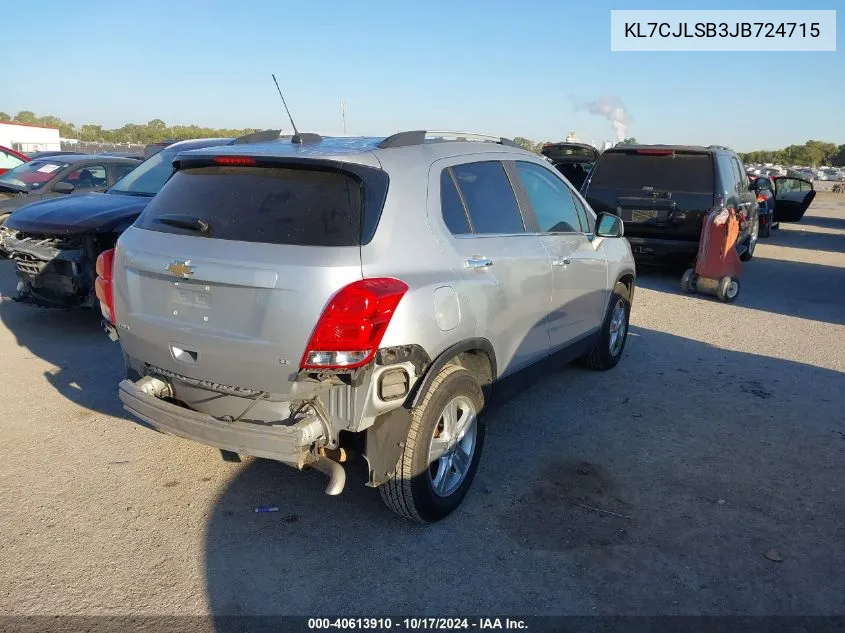 2018 Chevrolet Trax 1Lt VIN: KL7CJLSB3JB724715 Lot: 40613910