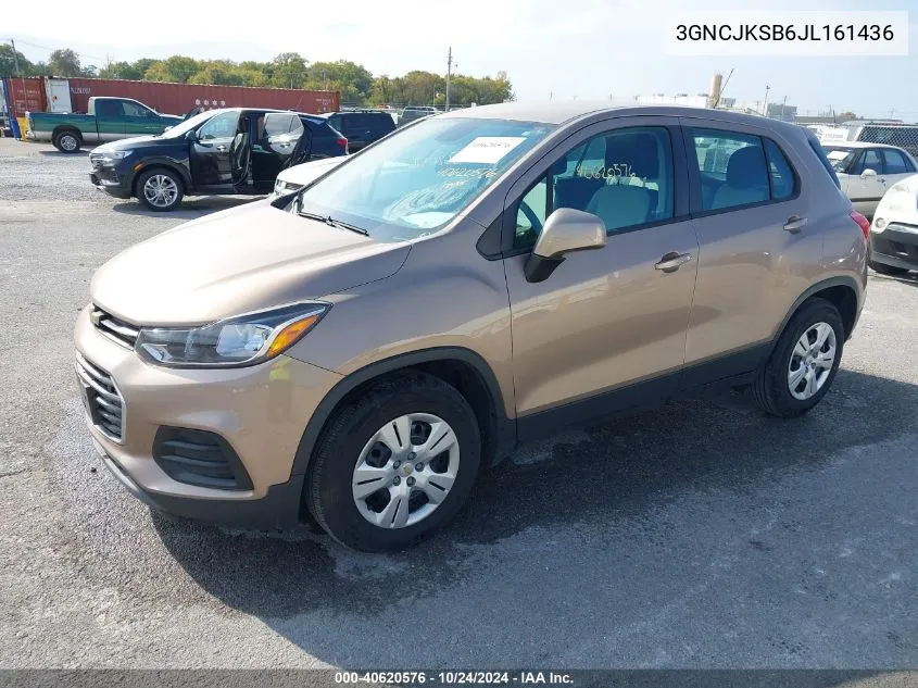 2018 Chevrolet Trax Ls VIN: 3GNCJKSB6JL161436 Lot: 40620576