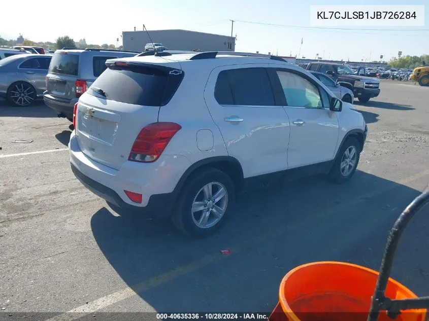 2018 Chevrolet Trax Lt VIN: KL7CJLSB1JB726284 Lot: 40635336