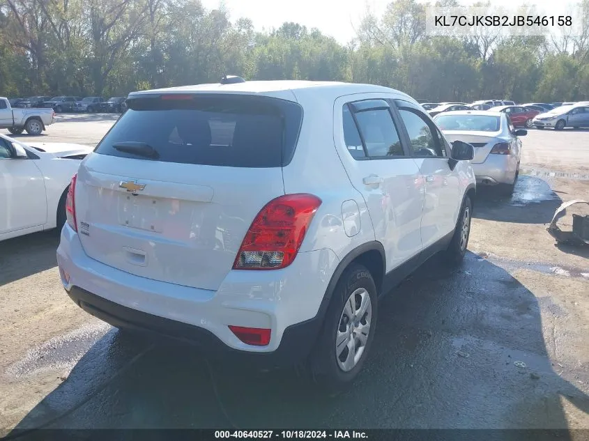 2018 Chevrolet Trax Ls VIN: KL7CJKSB2JB546158 Lot: 40640527