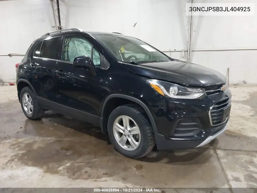 2018 Chevrolet Trax Lt VIN: 3GNCJPSB3JL404925 Lot: 40655994