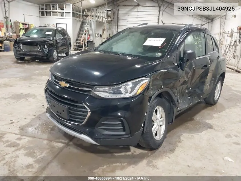 2018 Chevrolet Trax Lt VIN: 3GNCJPSB3JL404925 Lot: 40655994