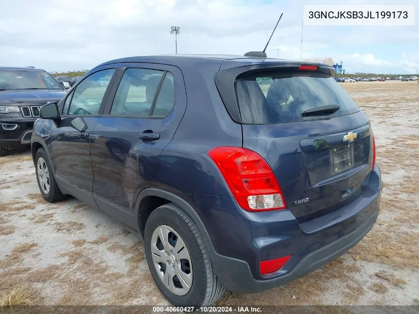 2018 Chevrolet Trax Ls VIN: 3GNCJKSB3JL199173 Lot: 40660427