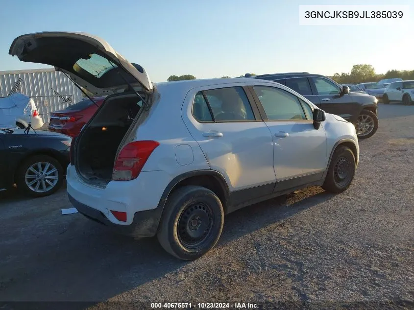 2018 Chevrolet Trax Ls VIN: 3GNCJKSB9JL385039 Lot: 40675571