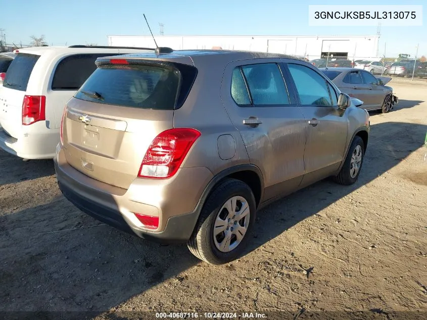 2018 Chevrolet Trax Ls VIN: 3GNCJKSB5JL313075 Lot: 40687116