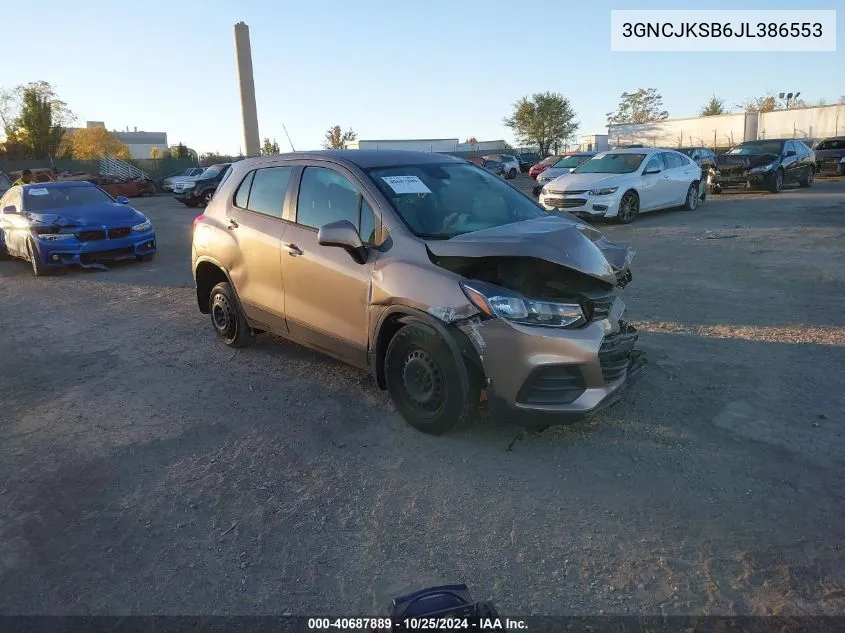 2018 Chevrolet Trax Ls VIN: 3GNCJKSB6JL386553 Lot: 40687889