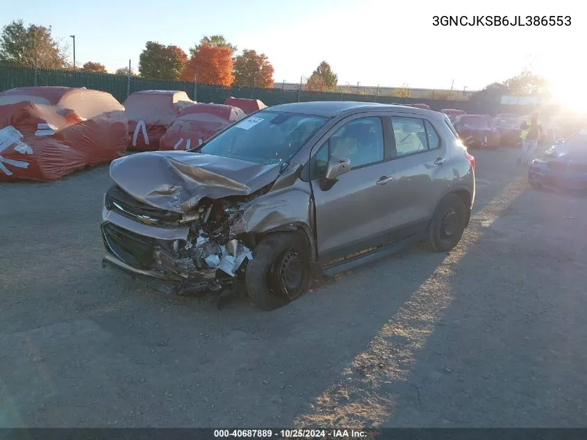 2018 Chevrolet Trax Ls VIN: 3GNCJKSB6JL386553 Lot: 40687889