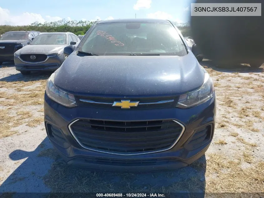 2018 Chevrolet Trax Ls VIN: 3GNCJKSB3JL407567 Lot: 40689488