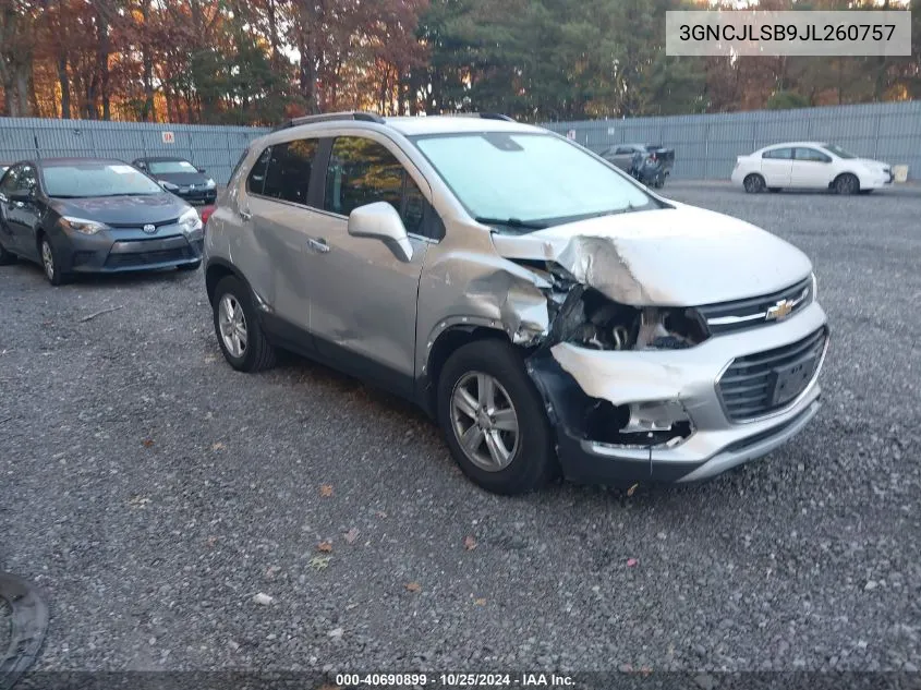 2018 Chevrolet Trax Lt VIN: 3GNCJLSB9JL260757 Lot: 40690899