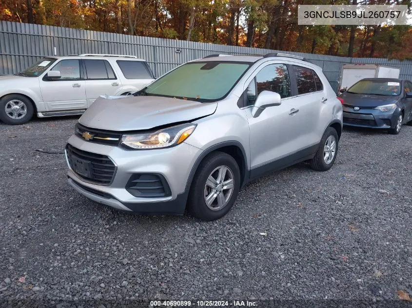 2018 Chevrolet Trax Lt VIN: 3GNCJLSB9JL260757 Lot: 40690899