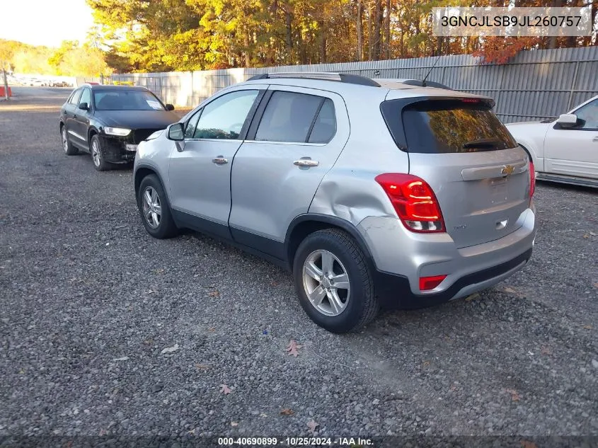 2018 Chevrolet Trax Lt VIN: 3GNCJLSB9JL260757 Lot: 40690899