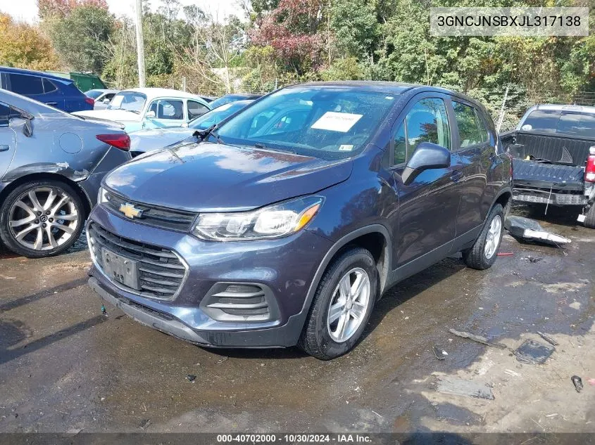 2018 Chevrolet Trax Ls VIN: 3GNCJNSBXJL317138 Lot: 40702000