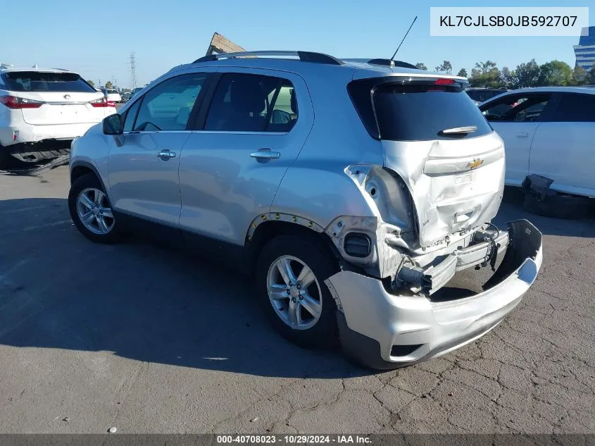 2018 Chevrolet Trax Lt VIN: KL7CJLSB0JB592707 Lot: 40708023