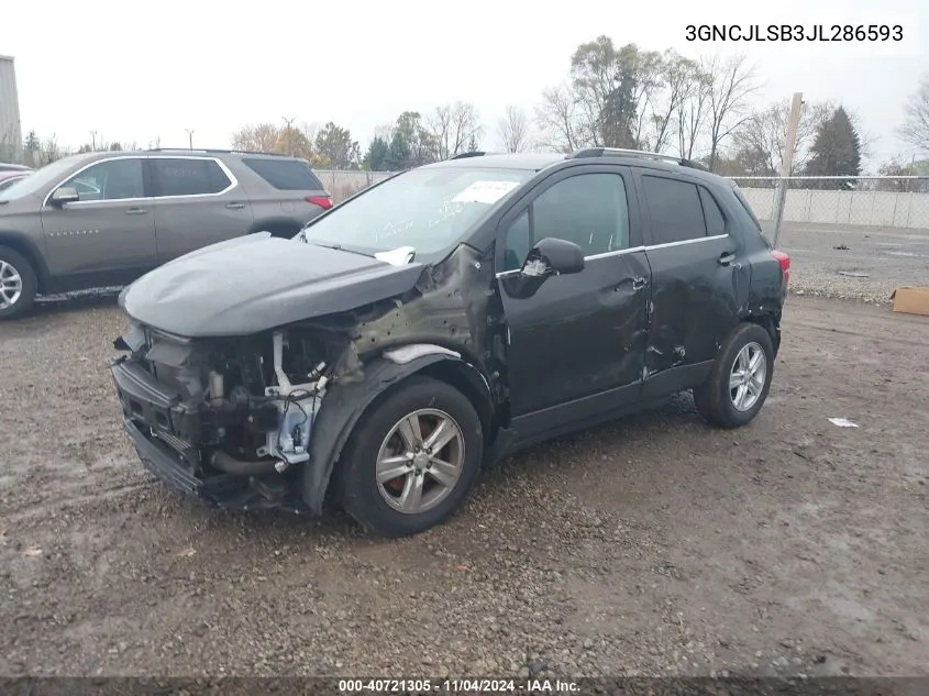 2018 Chevrolet Trax Lt VIN: 3GNCJLSB3JL286593 Lot: 40721305