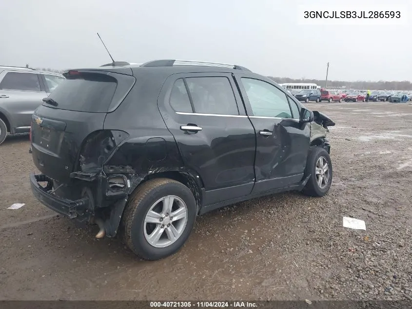 2018 Chevrolet Trax Lt VIN: 3GNCJLSB3JL286593 Lot: 40721305