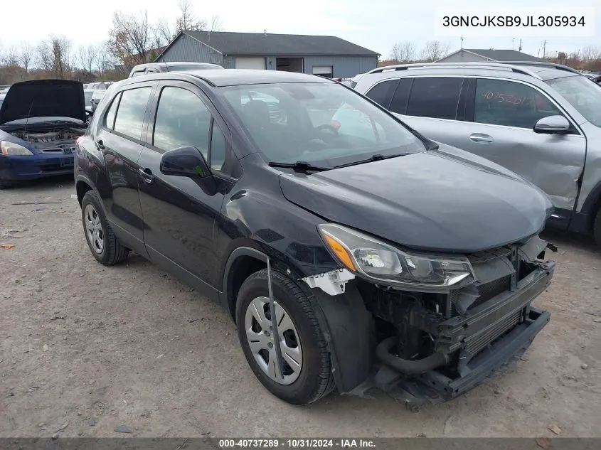 2018 Chevrolet Trax Ls VIN: 3GNCJKSB9JL305934 Lot: 40737289