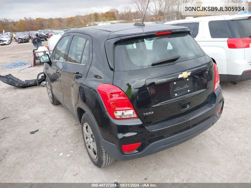 2018 Chevrolet Trax Ls VIN: 3GNCJKSB9JL305934 Lot: 40737289