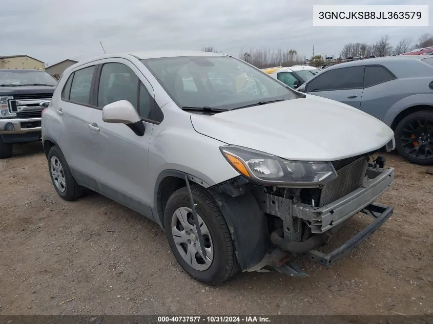 2018 Chevrolet Trax Ls VIN: 3GNCJKSB8JL363579 Lot: 40737577