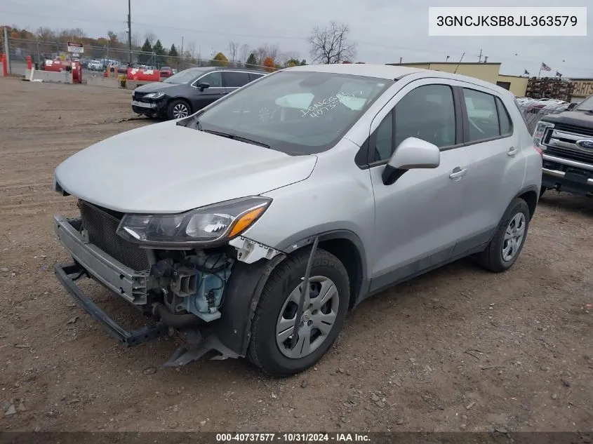 2018 Chevrolet Trax Ls VIN: 3GNCJKSB8JL363579 Lot: 40737577