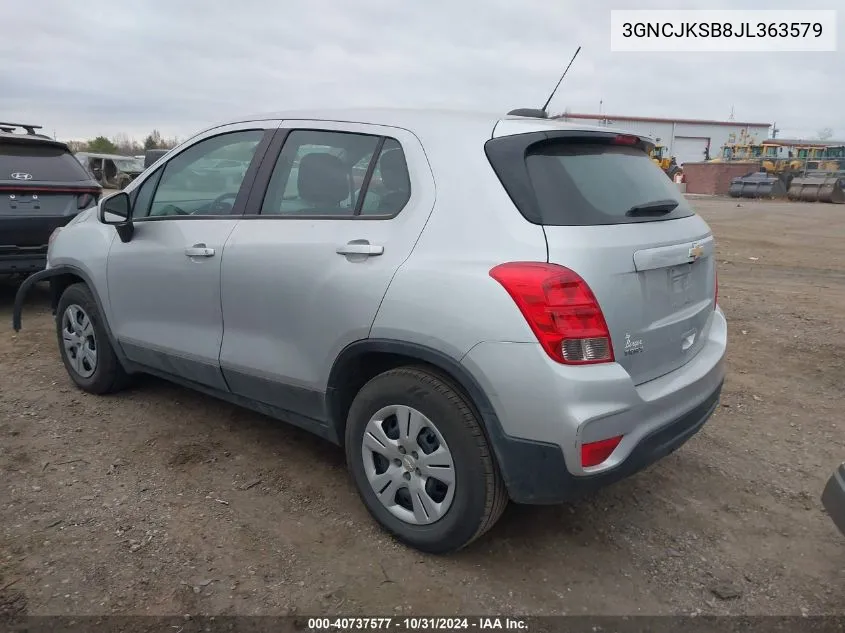 2018 Chevrolet Trax Ls VIN: 3GNCJKSB8JL363579 Lot: 40737577