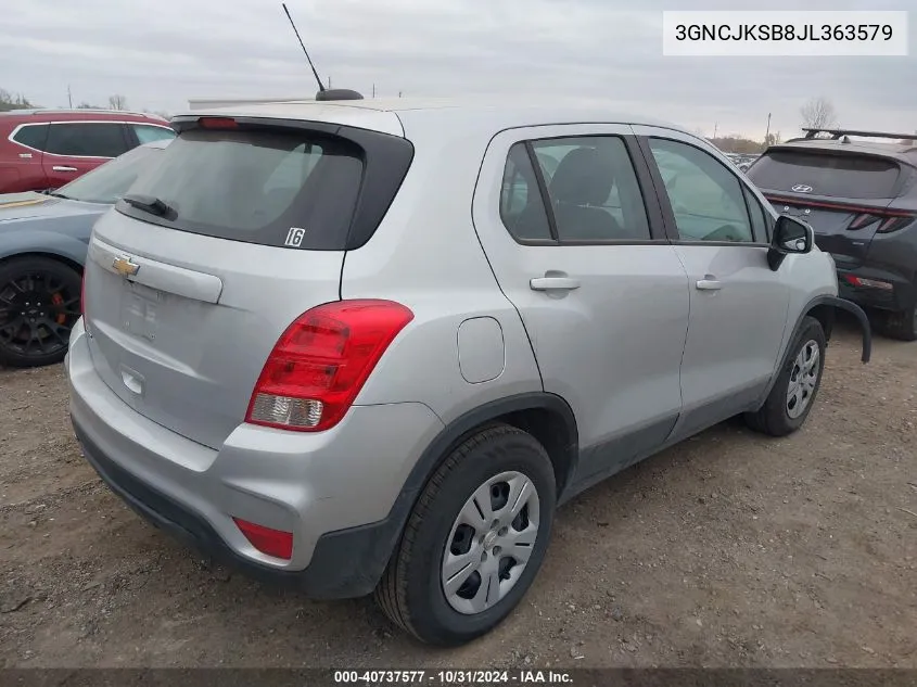 2018 Chevrolet Trax Ls VIN: 3GNCJKSB8JL363579 Lot: 40737577