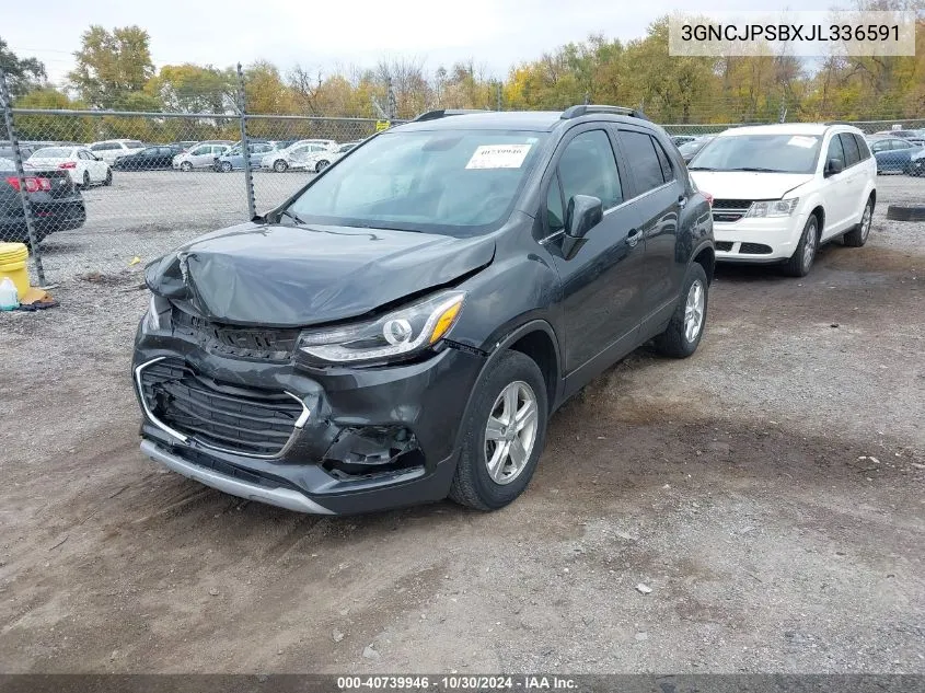 2018 Chevrolet Trax Lt VIN: 3GNCJPSBXJL336591 Lot: 40739946