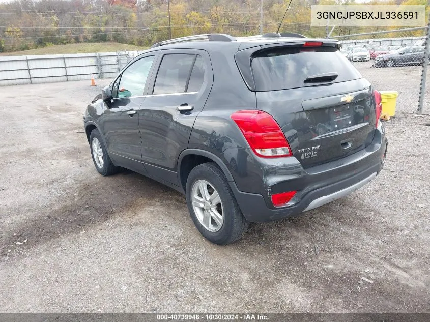 2018 Chevrolet Trax Lt VIN: 3GNCJPSBXJL336591 Lot: 40739946