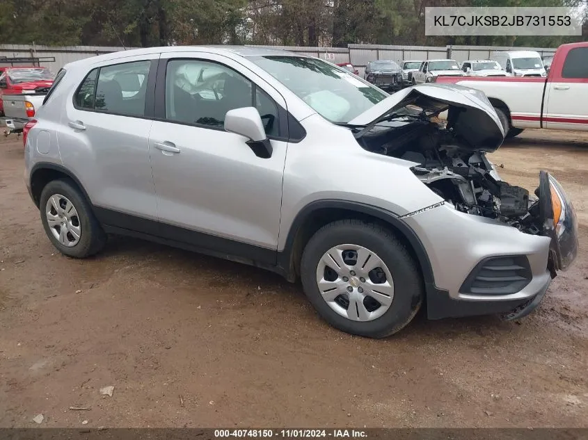 2018 Chevrolet Trax Ls VIN: KL7CJKSB2JB731553 Lot: 40748150