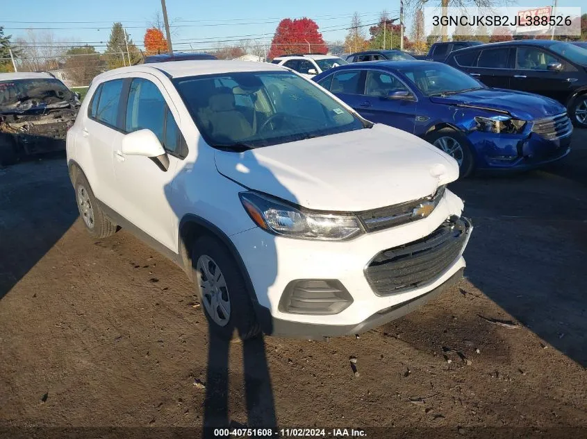 2018 Chevrolet Trax Ls VIN: 3GNCJKSB2JL388526 Lot: 40751608