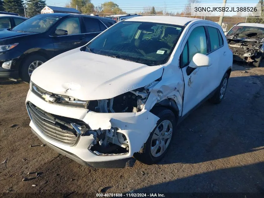 2018 Chevrolet Trax Ls VIN: 3GNCJKSB2JL388526 Lot: 40751608