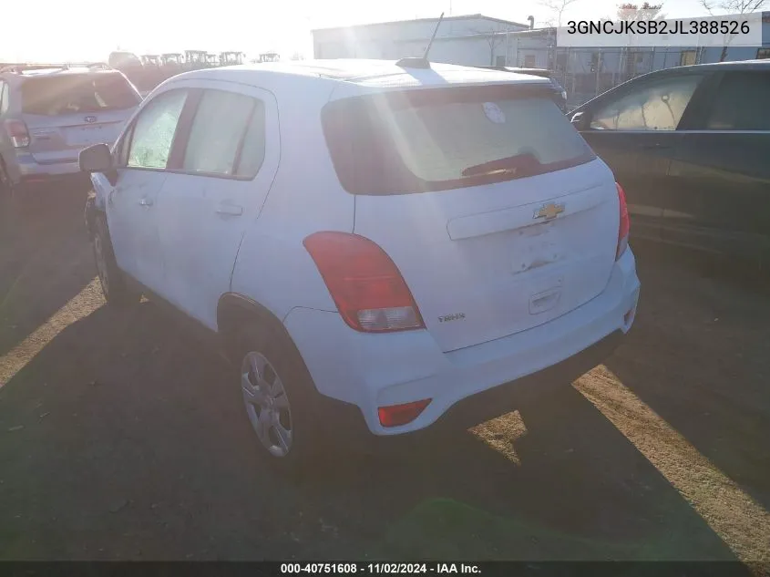 2018 Chevrolet Trax Ls VIN: 3GNCJKSB2JL388526 Lot: 40751608