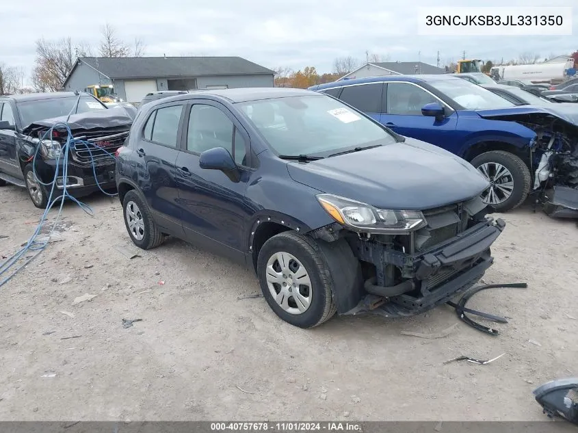 2018 Chevrolet Trax Ls VIN: 3GNCJKSB3JL331350 Lot: 40757678