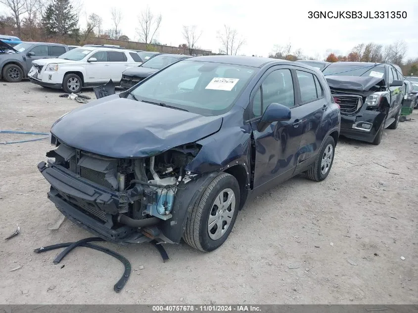 2018 Chevrolet Trax Ls VIN: 3GNCJKSB3JL331350 Lot: 40757678