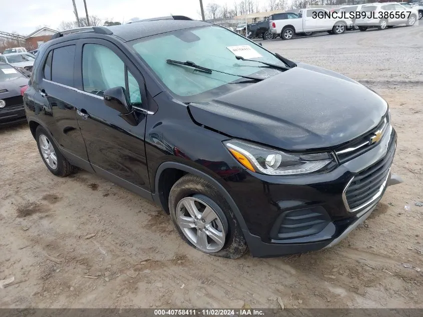 2018 Chevrolet Trax Lt VIN: 3GNCJLSB9JL386567 Lot: 40758411