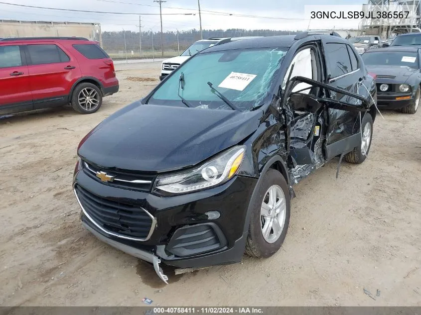 2018 Chevrolet Trax Lt VIN: 3GNCJLSB9JL386567 Lot: 40758411